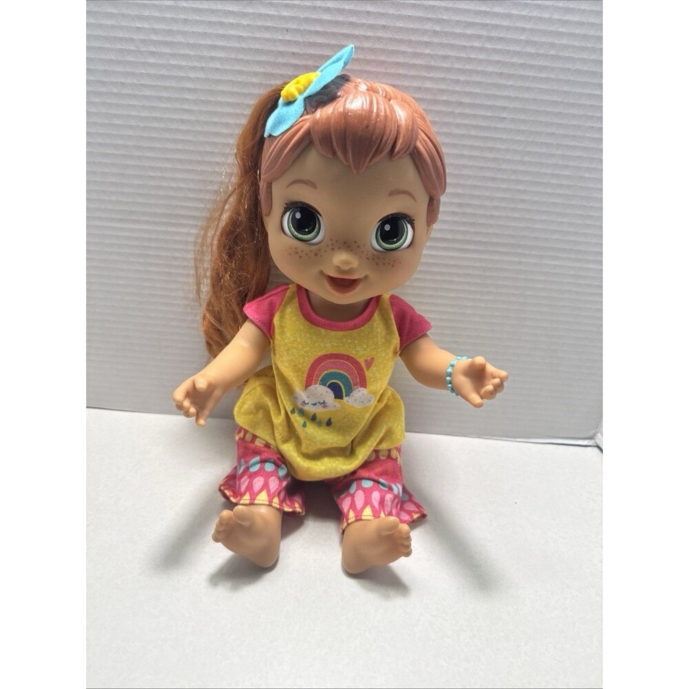 Baby Alive Baby Grows Up Doll Features Vibrant Orange Hair Brown Eyes Works 14"